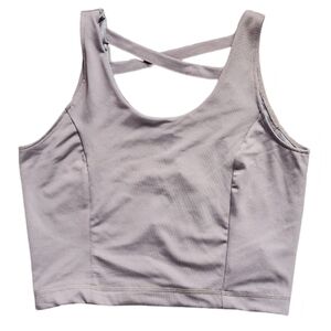City Lights NWT Women's Medium Activewear Gray Crop‎ Top